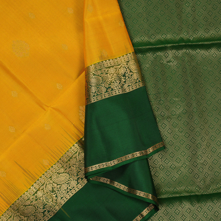 Hayagrivas Yellow Handloom Soft Silk Saree KBF60D4-2