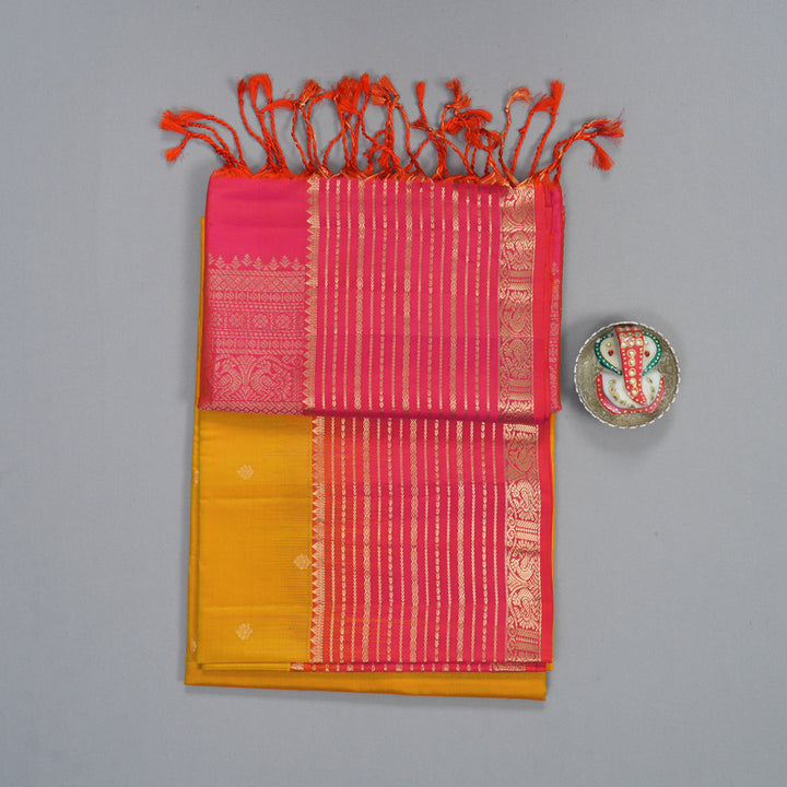 Hayagrivas Turmeric Yellow Handloom Soft Silk Saree KBF60D5-5