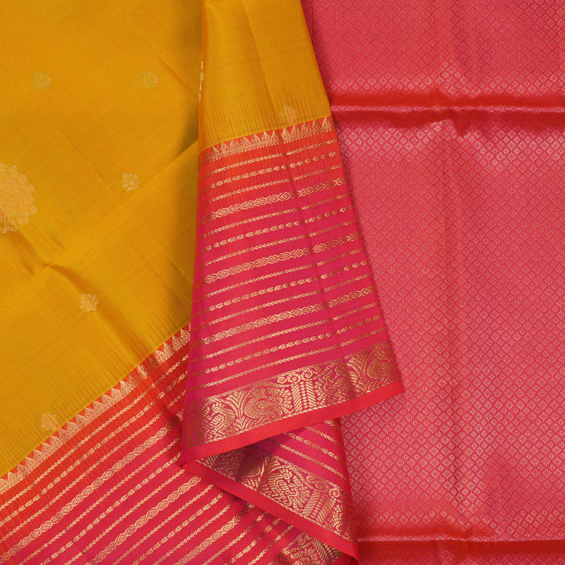 Hayagrivas Turmeric Yellow Handloom Soft Silk Saree KBF60D5-5