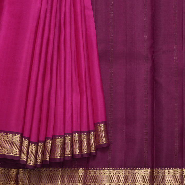 Hayagrivas Handloom Rani Pink Kanjivaram Silk Saree with Purple Border KBF610G1-2
