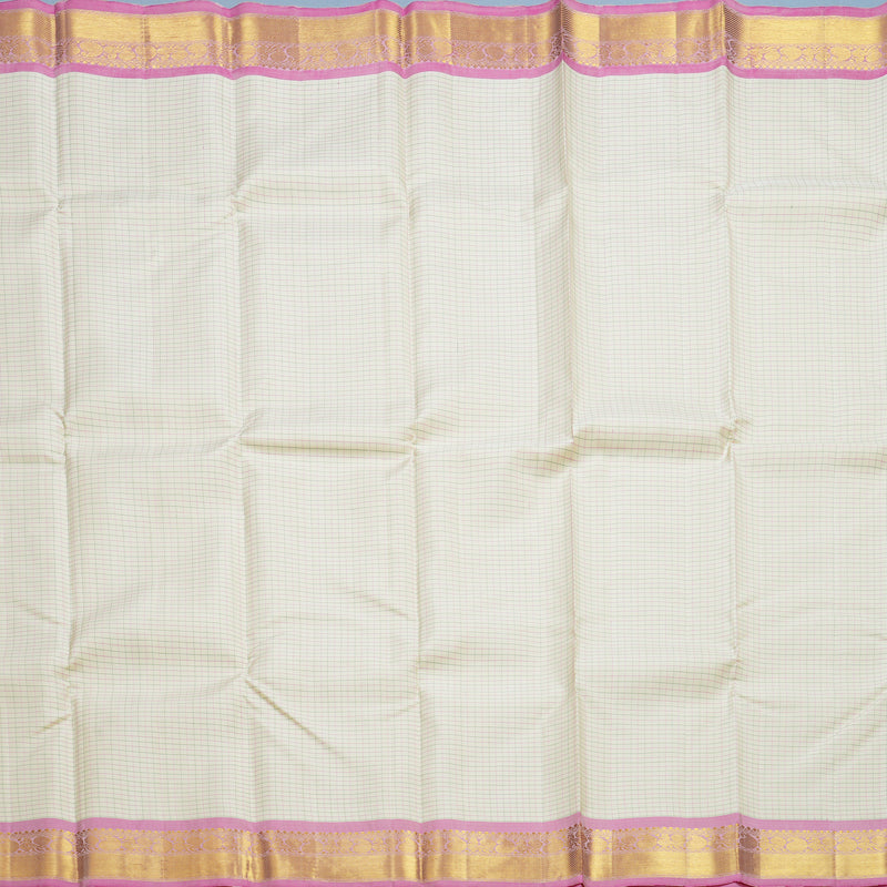 Hayagrivas Handloom Cream Kanjivaram Silk Saree with Rose Pink Border KBF610G4-1