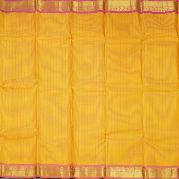 Hayagrivas Handloom Yellow Kanjivaram Silk Saree with Rose Pink Border KBF610G4-2