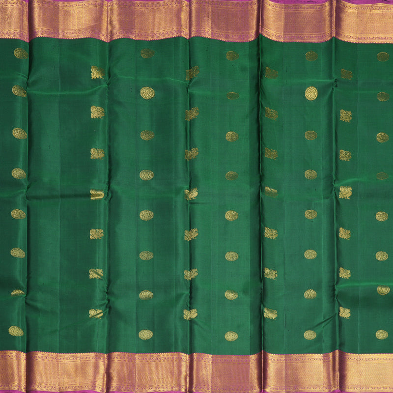 Hayagrivas Handloom Bottle Green Kanjivaram Silk Saree with Purple Border KBF610G4-3