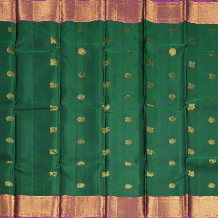 Hayagrivas Handloom Bottle Green Kanjivaram Silk Saree with Purple Border KBF610G4-3