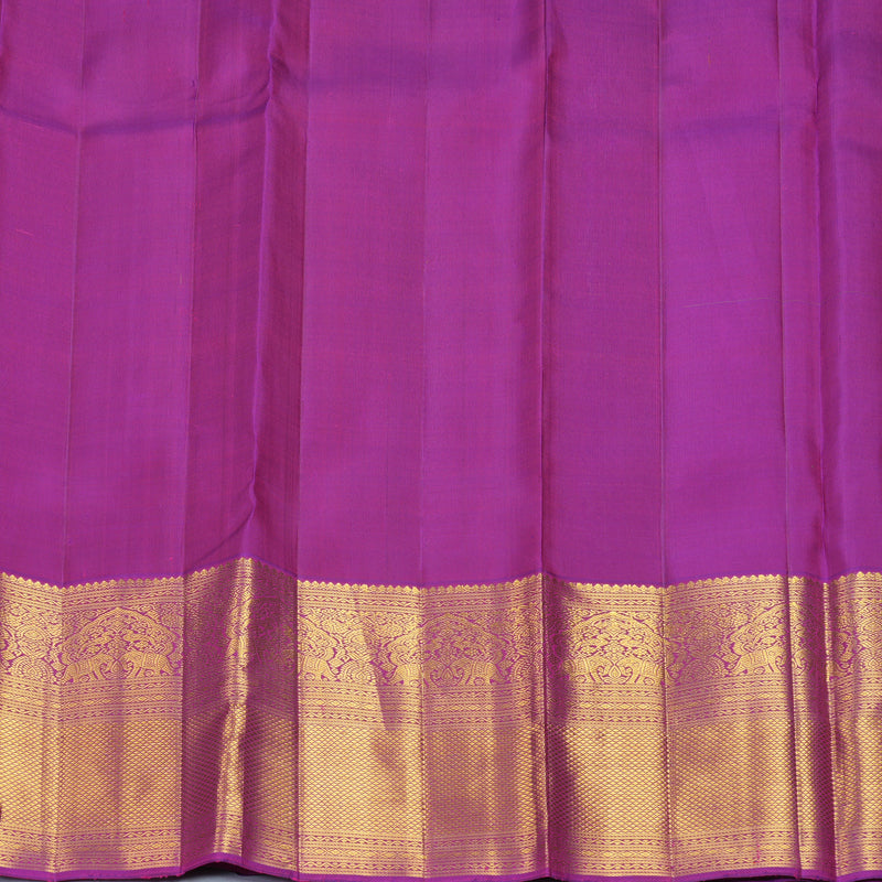 Hayagrivas Handloom Aqua Green Kanjivaram Silk Saree with Purple Border KBF611G1-1