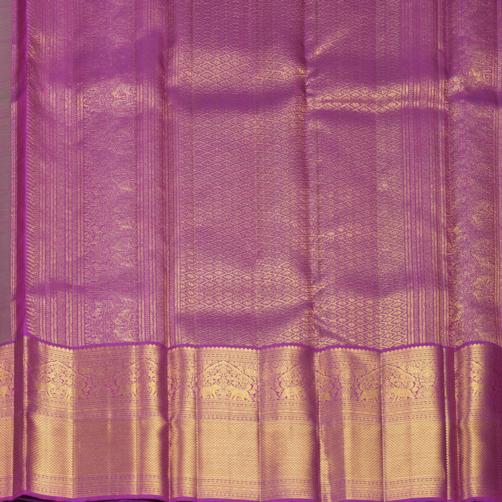 Hayagrivas Handloom Aqua Green Kanjivaram Silk Saree with Purple Border KBF611G1-1