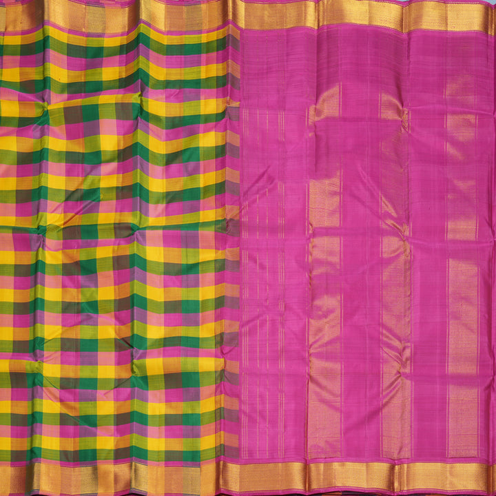 Hayagrivas Handloom Multicolour Checks Kanjivaram Silk Saree KBF611G6-2