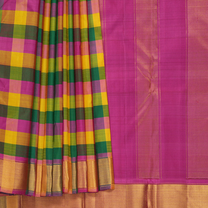 Hayagrivas Handloom Multicolour Checks Kanjivaram Silk Saree KBF611G6-2