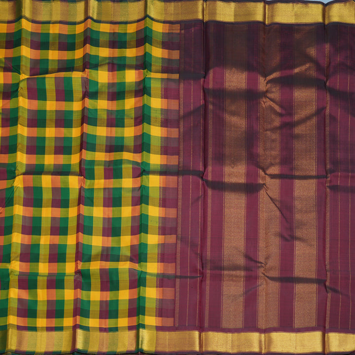 Hayagrivas Handloom Multicolour Checks Kanjivaram Silk Saree KBF611G6-3