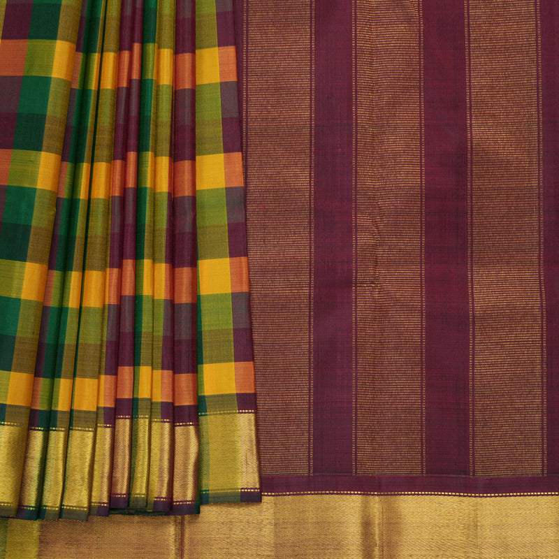 Hayagrivas Handloom Multicolour Checks Kanjivaram Silk Saree KBF611G6-3