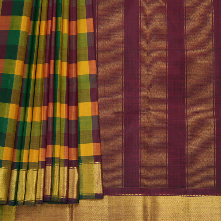 Hayagrivas Handloom Multicolour Checks Kanjivaram Silk Saree KBF611G6-3