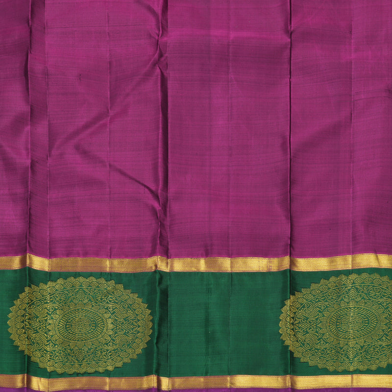 Hayagrivas Handloom Mild Elaichi Green Kanjivaram Silk Saree with Bottle Green Border KBF612G12-1