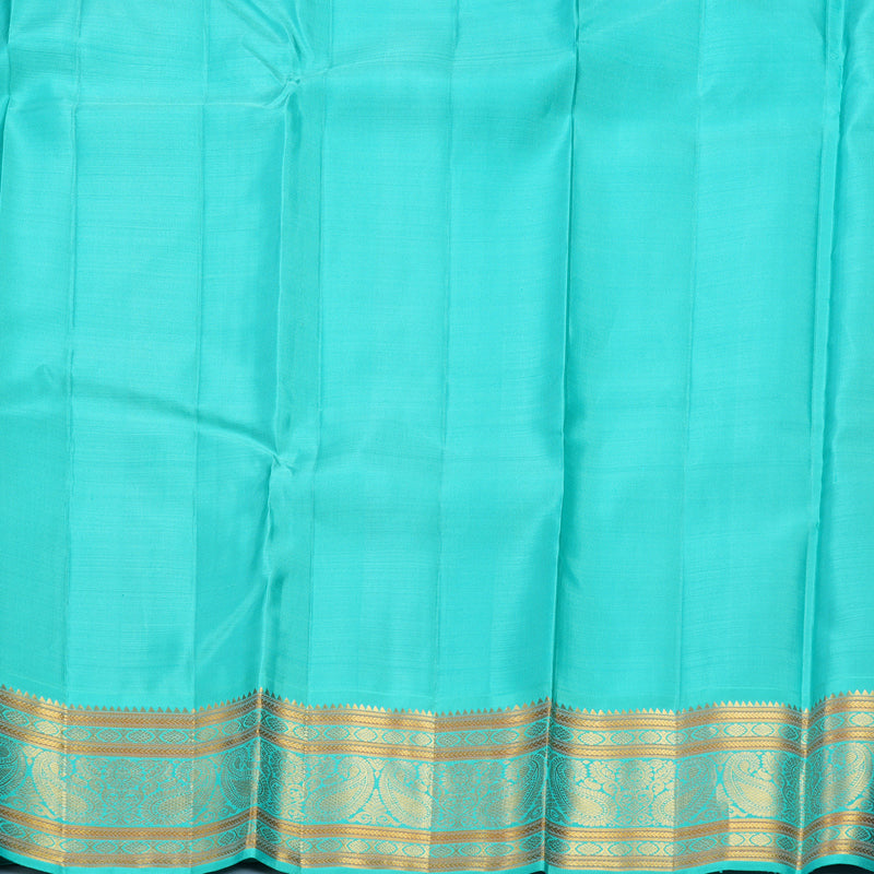 Hayagrivas Handloom Orangish-Purple Kanjivaram Silk Saree with Bright Teal Border KBF612G6-1