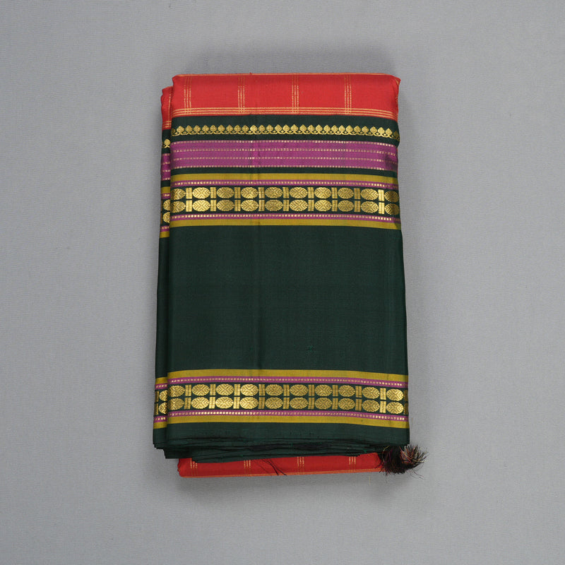 Hayagrivas Handloom Red Kanjivaram Silk Saree with Karum Pachai Border KBF613G1-1