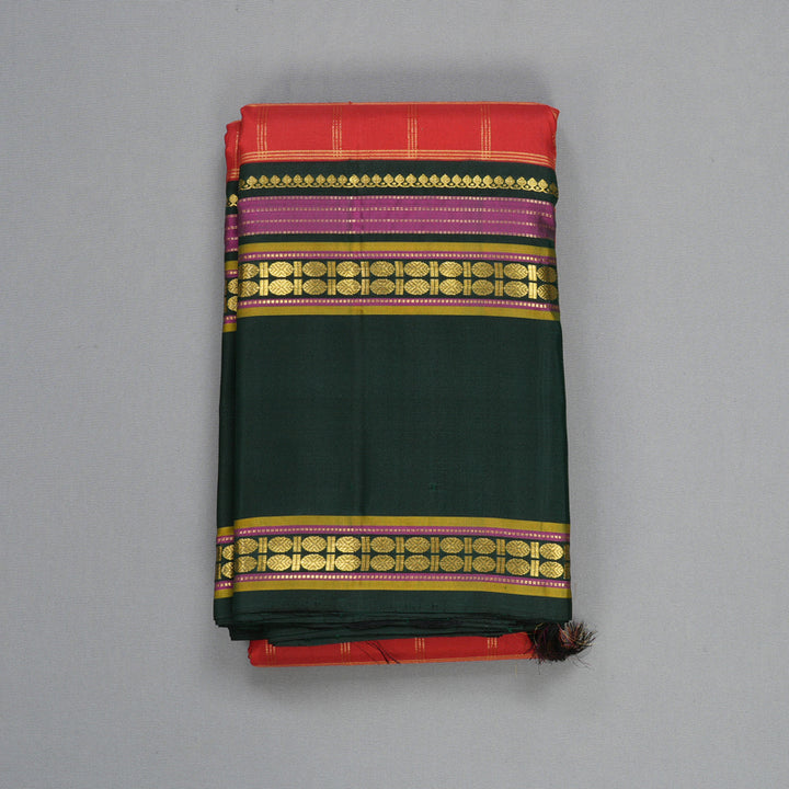 Hayagrivas Handloom Red Kanjivaram Silk Saree with Karum Pachai Border KBF613G1-1