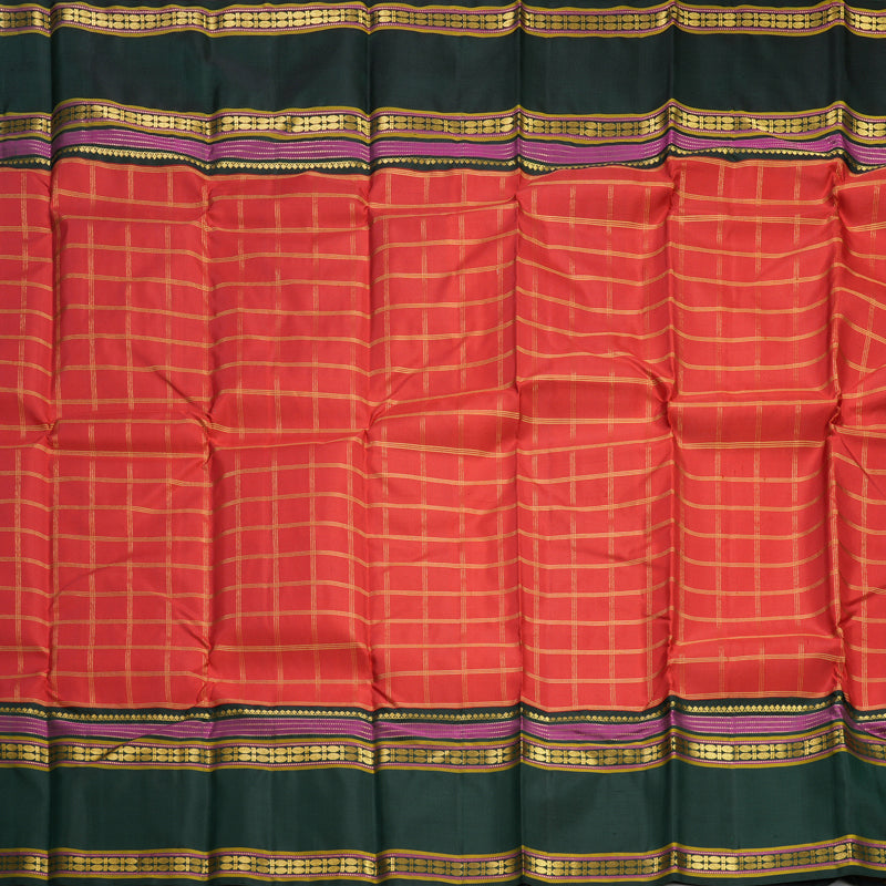 Hayagrivas Handloom Red Kanjivaram Silk Saree with Karum Pachai Border KBF613G1-1