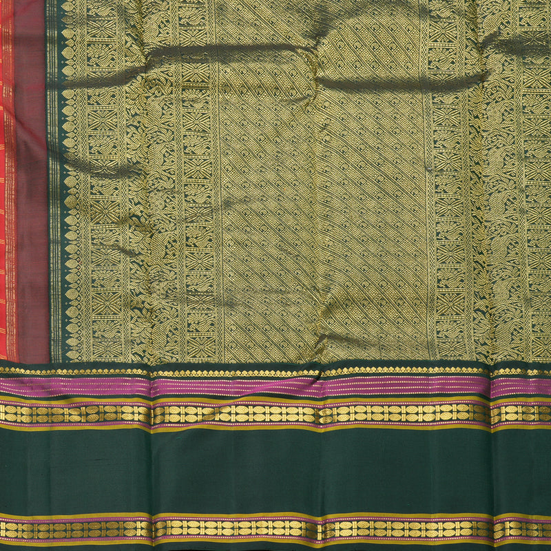 Hayagrivas Handloom Red Kanjivaram Silk Saree with Karum Pachai Border KBF613G1-1