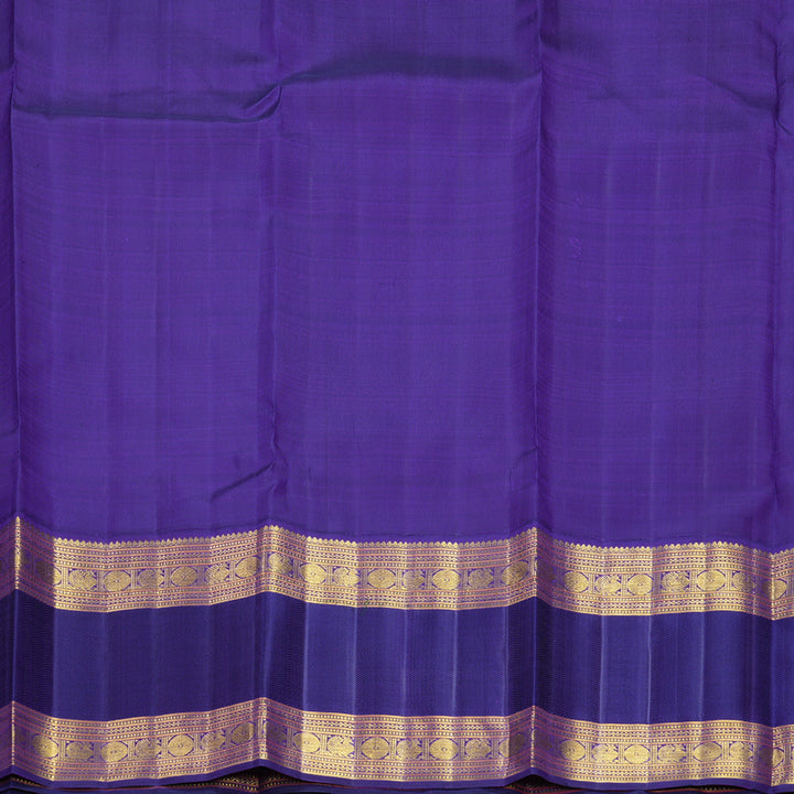 Hayagrivas Handloom Peach Pink Kanjivaram Silk Saree with Purplish-Blue Border KBF613G10-1