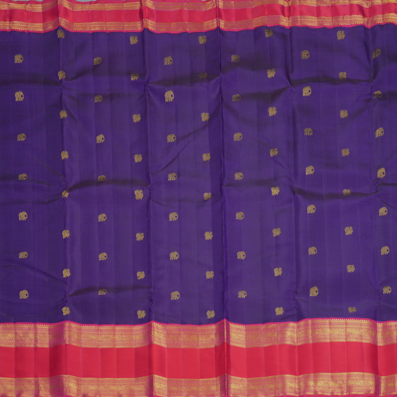 Hayagrivas Handloom Purple Kanjivaram Silk Saree with Pink Border KBF613G10-2