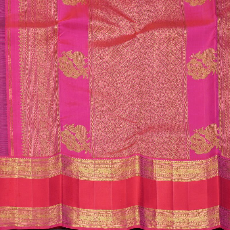 Hayagrivas Handloom Purple Kanjivaram Silk Saree with Pink Border KBF613G10-2