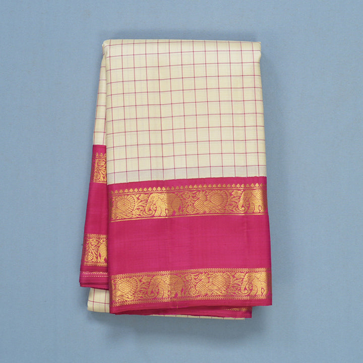 Hayagrivas Handloom Sandal Kanjivaram Silk Saree with Pink Border KBF613G12-1