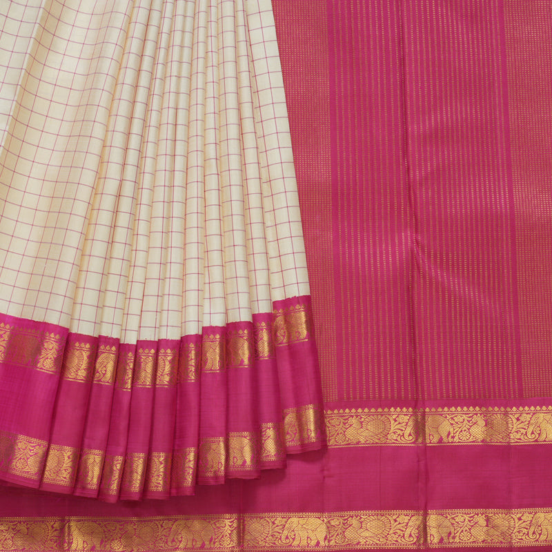 Hayagrivas Handloom Sandal Kanjivaram Silk Saree with Pink Border KBF613G12-1