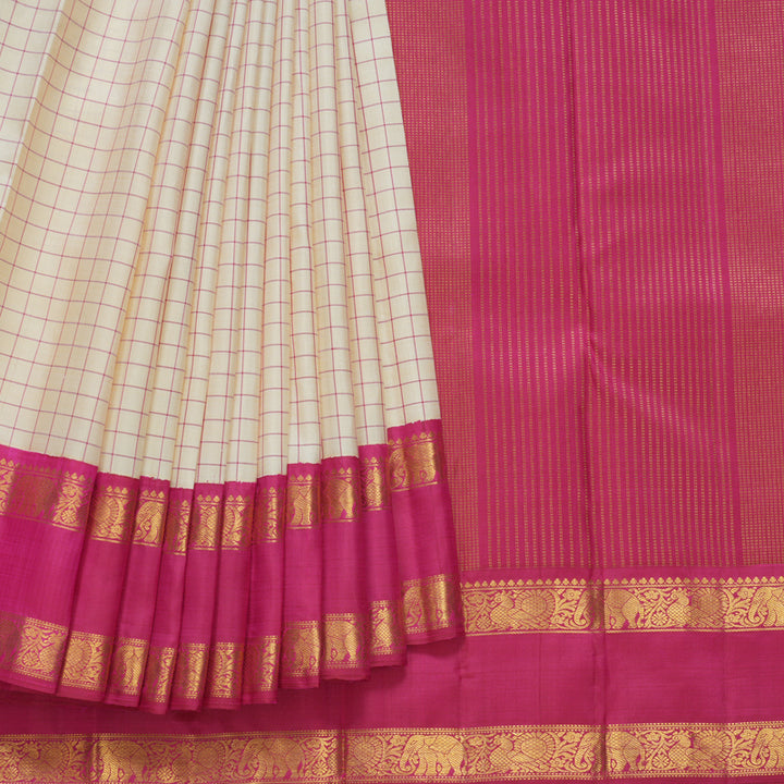 Hayagrivas Handloom Sandal Kanjivaram Silk Saree with Pink Border KBF613G12-1