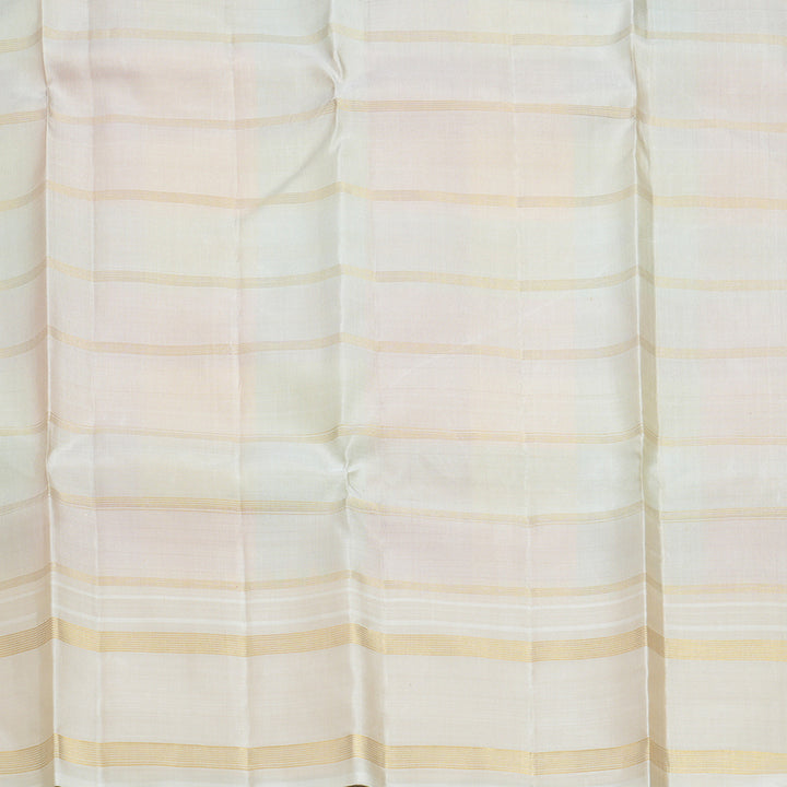 Hayagrivas Handloom Multicolour Checks Kanjivaram Silk Saree with Half-White Border KBF613G13-1