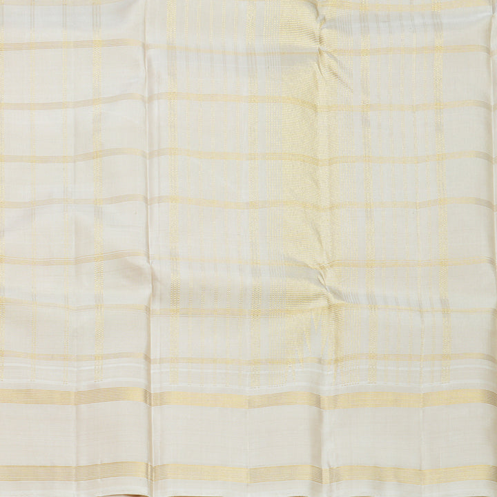 Hayagrivas Handloom Multicolour Checks Kanjivaram Silk Saree with Half-White Border KBF613G13-1