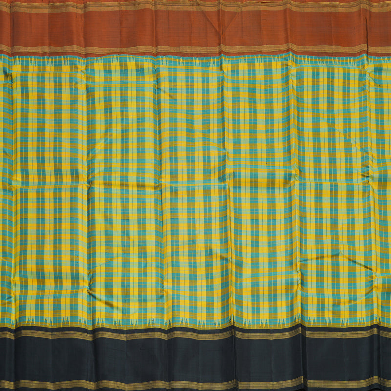 Hayagrivas Handloom Multicolour Checks Kanjivaram Silk Saree with Ganga Jamuna Border KBF613G14-1