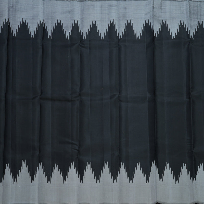 Hayagrivas Handloom Black Kanjivaram Silk Saree with Grey Border KBF613G15-1