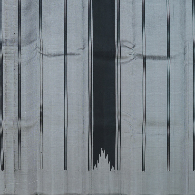 Hayagrivas Handloom Black Kanjivaram Silk Saree with Grey Border KBF613G15-1