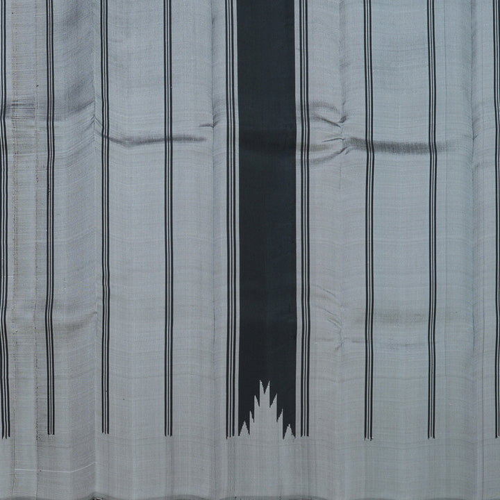 Hayagrivas Handloom Black Kanjivaram Silk Saree with Grey Border KBF613G15-1