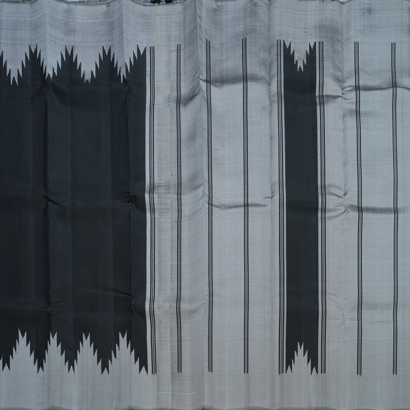 Hayagrivas Handloom Black Kanjivaram Silk Saree with Grey Border KBF613G15-1