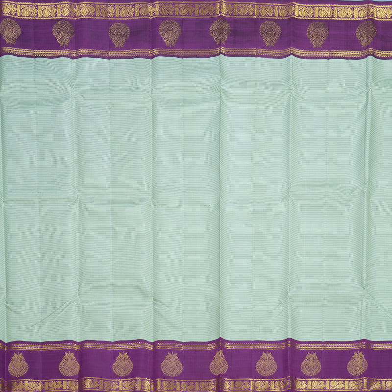Hayagrivas Handloom Pastel Green Kanjivaram Silk Saree with Purple Border KBF613G3-1