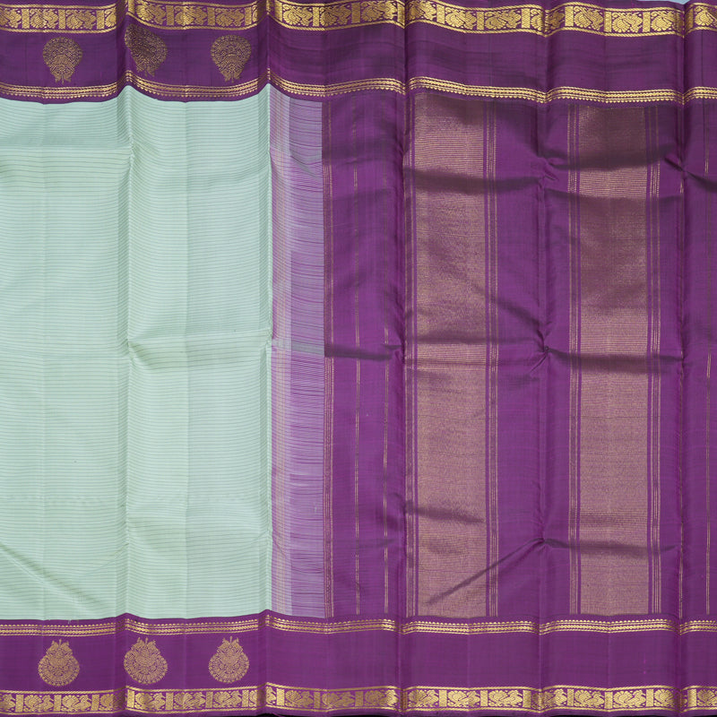 Hayagrivas Handloom Pastel Green Kanjivaram Silk Saree with Purple Border KBF613G3-1