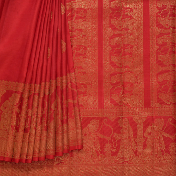 Hayagrivas Handloom Red Kanjivaram Silk Saree KBF613G4-1