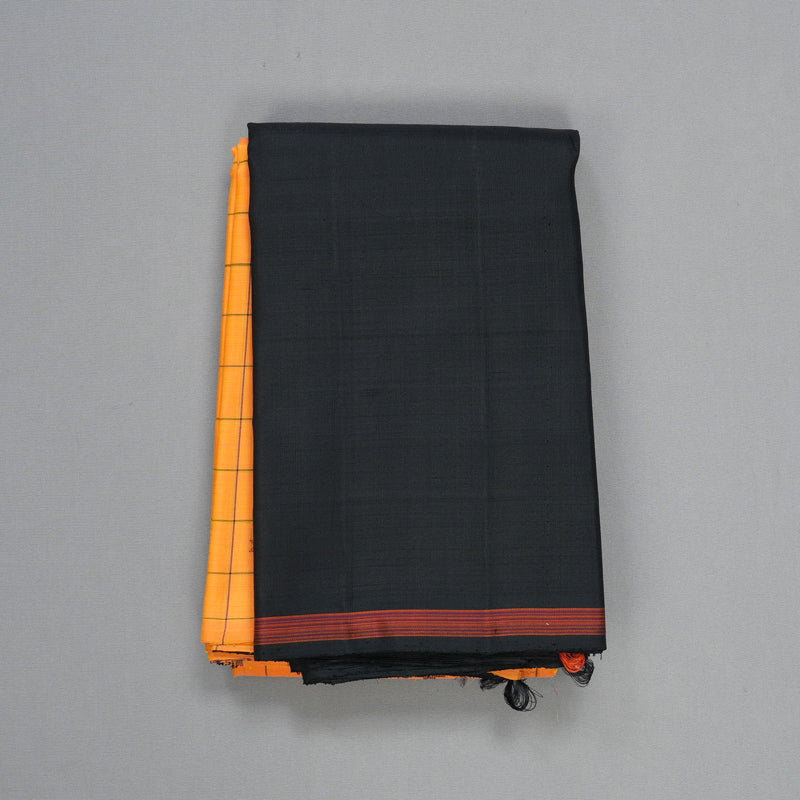 Hayagrivas Handloom Mambazham Orange Kanjivaram Silk Saree with Black Border KBF613G6-2