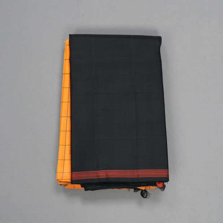 Hayagrivas Handloom Mambazham Orange Kanjivaram Silk Saree with Black Border KBF613G6-2