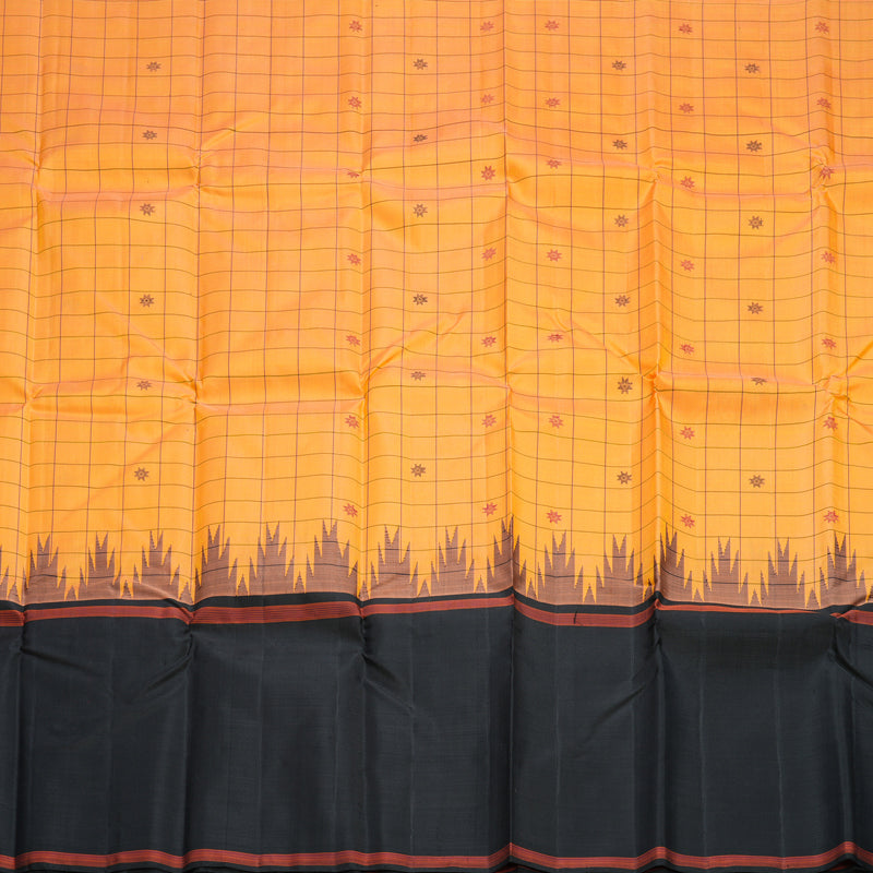 Hayagrivas Handloom Mambazham Orange Kanjivaram Silk Saree with Black Border KBF613G6-2