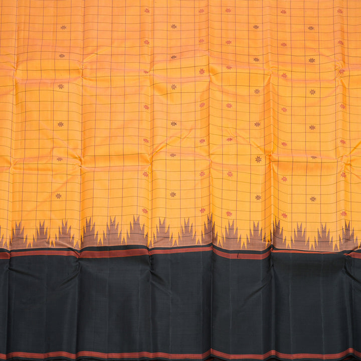 Hayagrivas Handloom Mambazham Orange Kanjivaram Silk Saree with Black Border KBF613G6-2