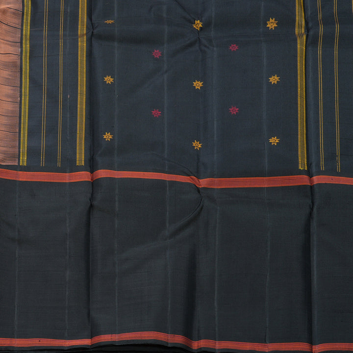 Hayagrivas Handloom Mambazham Orange Kanjivaram Silk Saree with Black Border KBF613G6-2