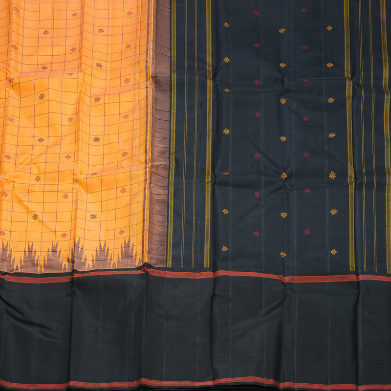 Hayagrivas Handloom Mambazham Orange Kanjivaram Silk Saree with Black Border KBF613G6-2