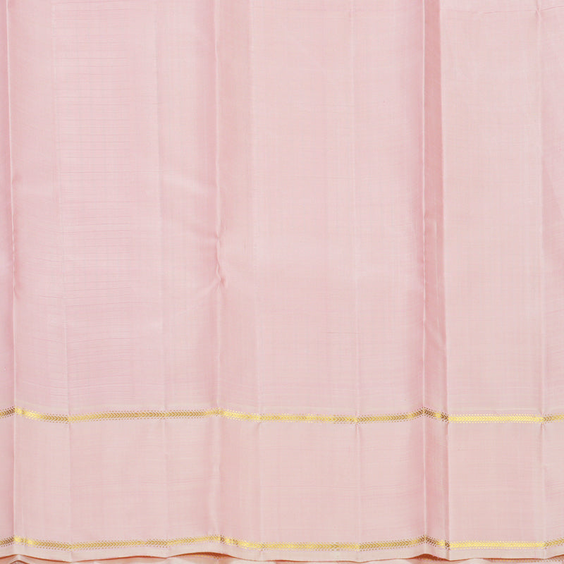 Hayagrivas Handloom Rose Pink Kanjivaram Silk Saree with Mild Peach Border KBF615G1-2
