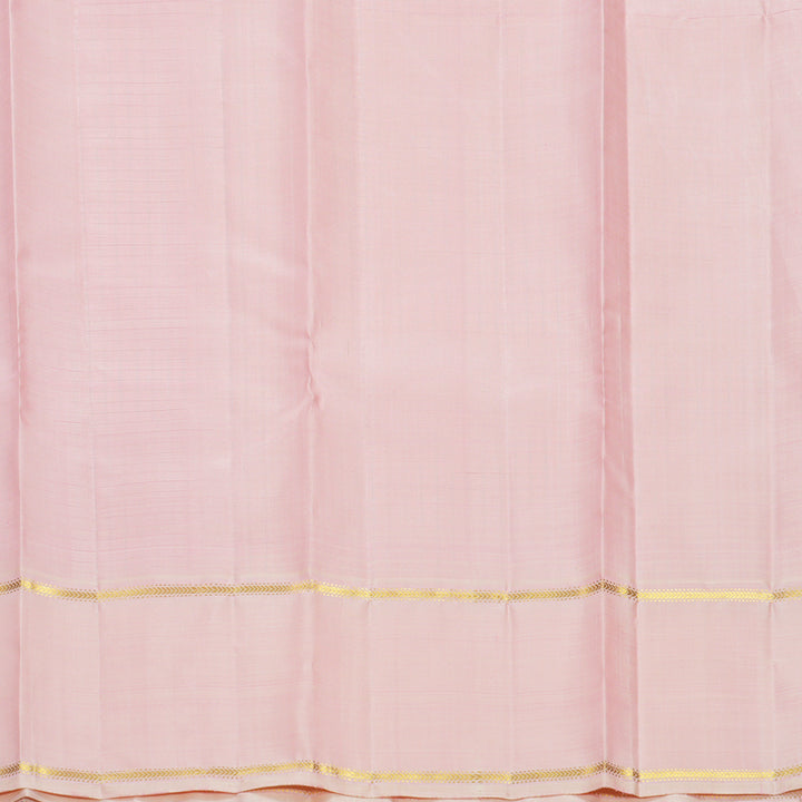 Hayagrivas Handloom Rose Pink Kanjivaram Silk Saree with Mild Peach Border KBF615G1-2