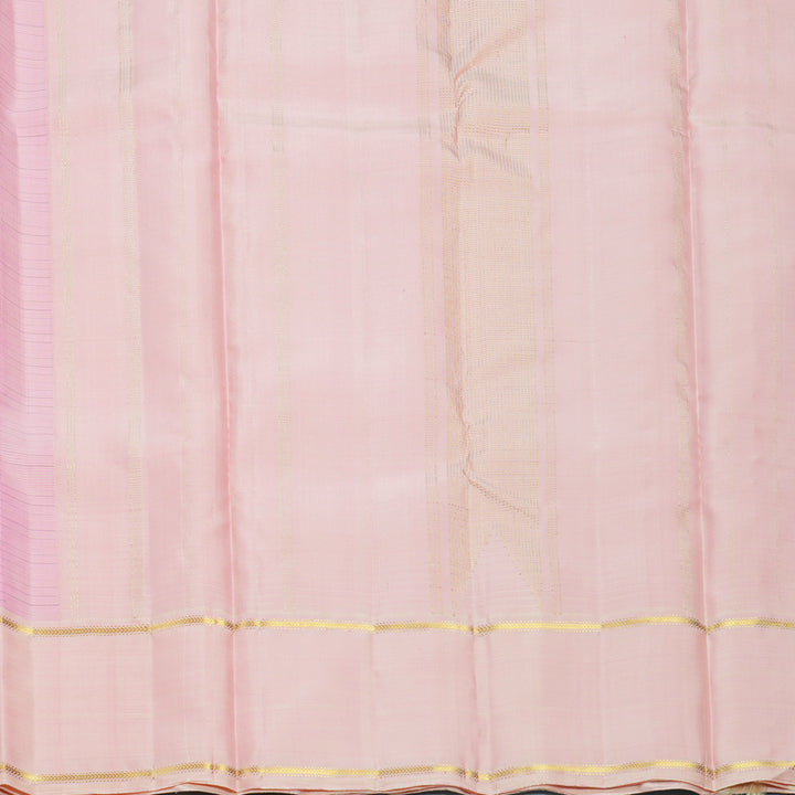Hayagrivas Handloom Rose Pink Kanjivaram Silk Saree with Mild Peach Border KBF615G1-2