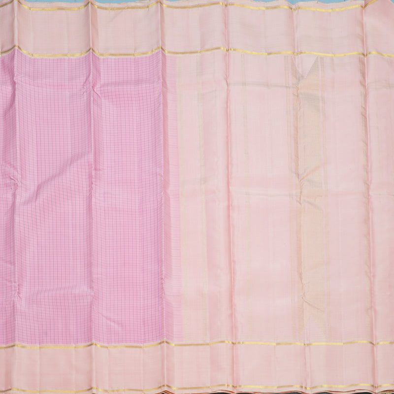 Hayagrivas Handloom Rose Pink Kanjivaram Silk Saree with Mild Peach Border KBF615G1-2