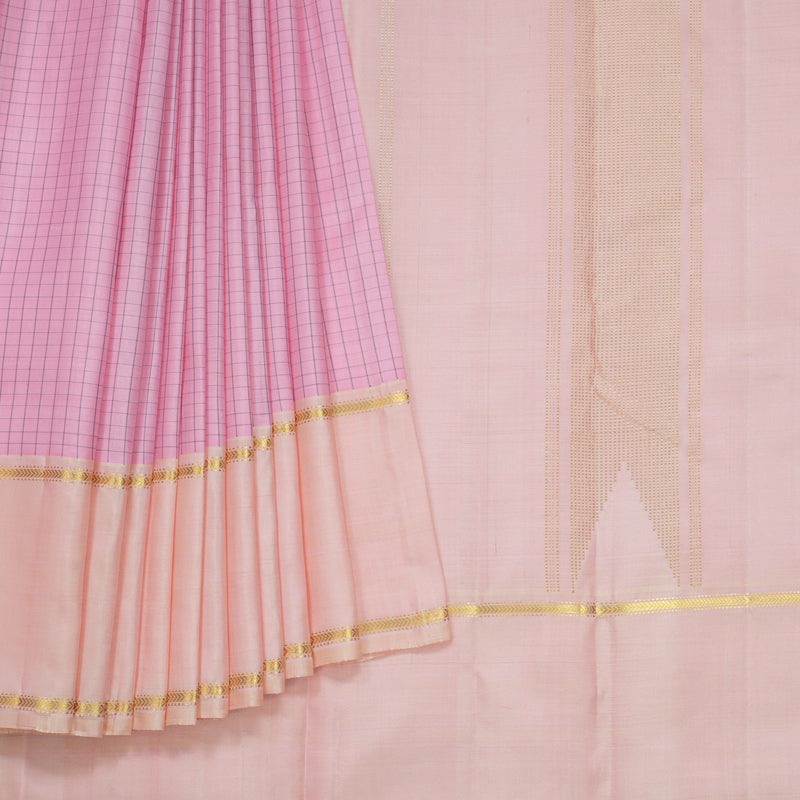 Hayagrivas Handloom Rose Pink Kanjivaram Silk Saree with Mild Peach Border KBF615G1-2