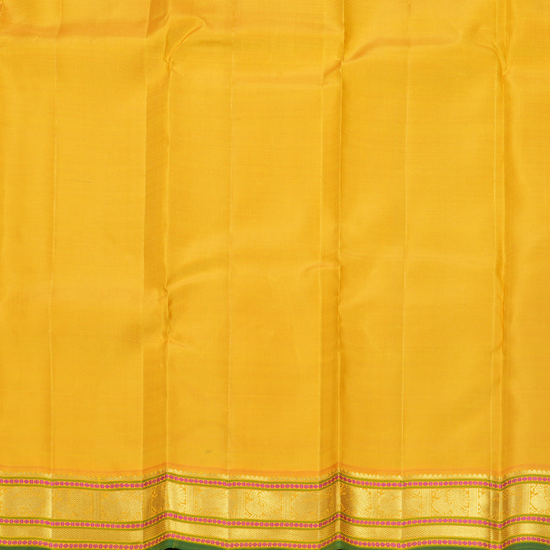 Hayagrivas Handloom Bottle Green Kanjivaram Silk Saree with Yellow Border KBF615G8-1