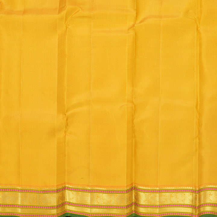 Hayagrivas Handloom Bottle Green Kanjivaram Silk Saree with Yellow Border KBF615G8-1